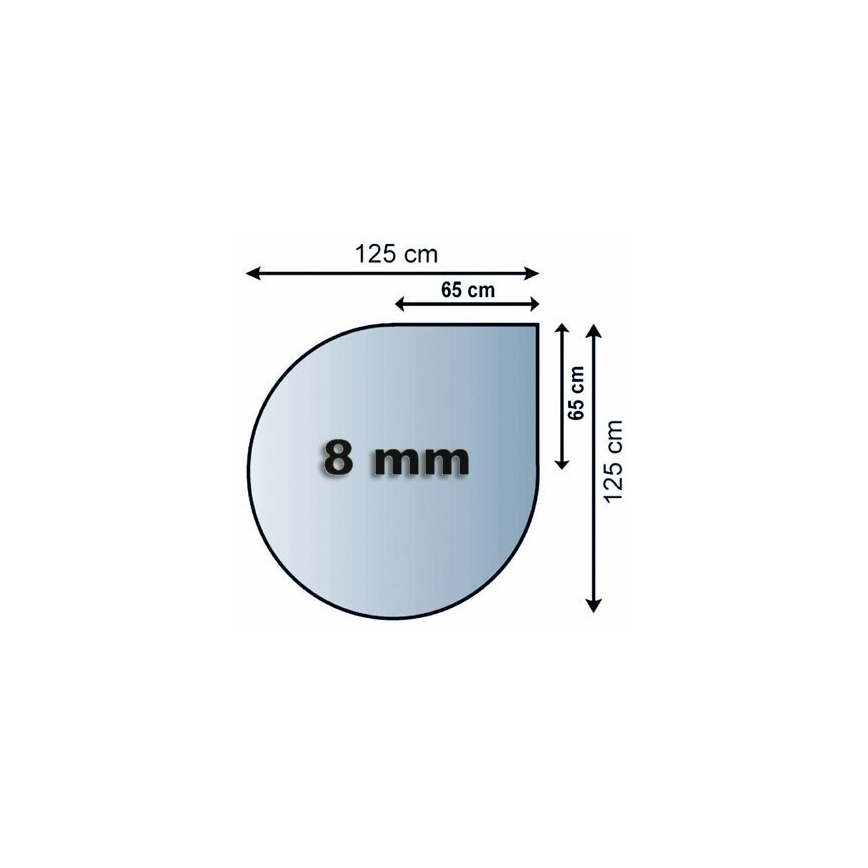 Glas onder de open haard 1250x1250x8 mm Veganistisch logo