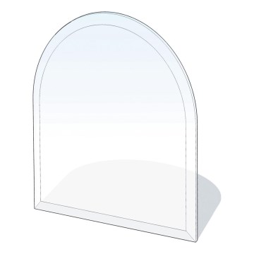 Glas onder de open haard 1300x1200x8 mm halve boog