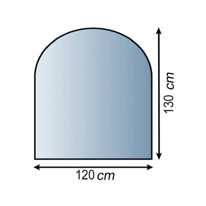 Glas onder de open haard 1300x1200x8 mm halve boog