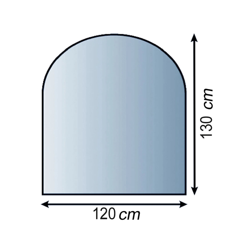 Glas onder de open haard 1300x1200x8 mm halve boog