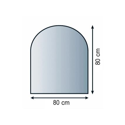 Glas onder de open haard 800x800x8 mm halve boog