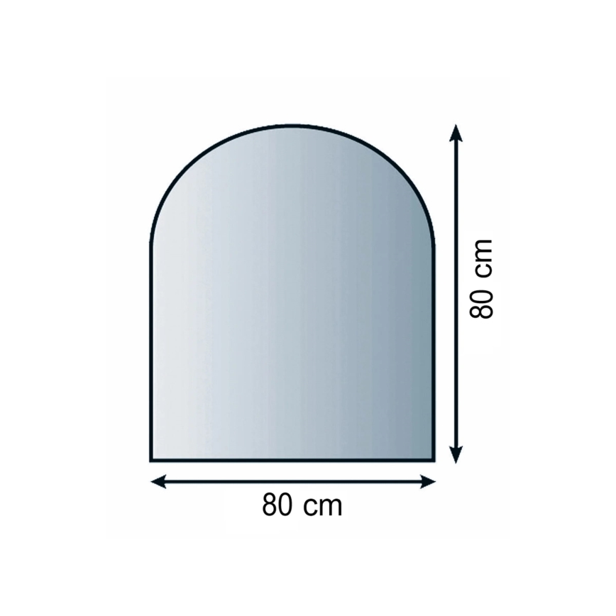 Glas onder de open haard 800x800x8 mm halve boog