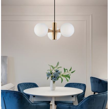 GLOBE hanglamp aan kabel 3xE14/7W/230V, goudkleurig