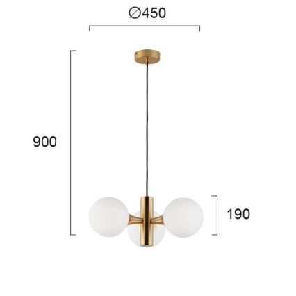 GLOBE hanglamp aan kabel 3xE14/7W/230V, goudkleurig