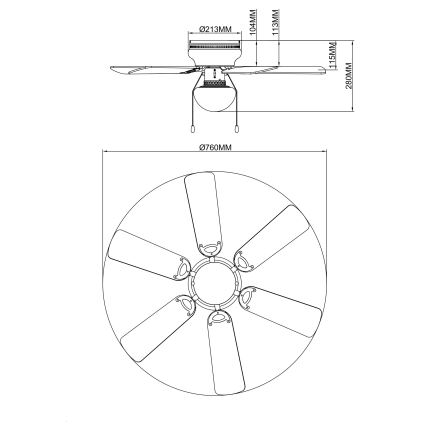 Globo - Plafondventilator 1xE27/60W/230V