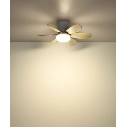 Globo - Dimbare LED-plafondventilator LED/5W/230V 2700-6500K beige + afstandsbediening