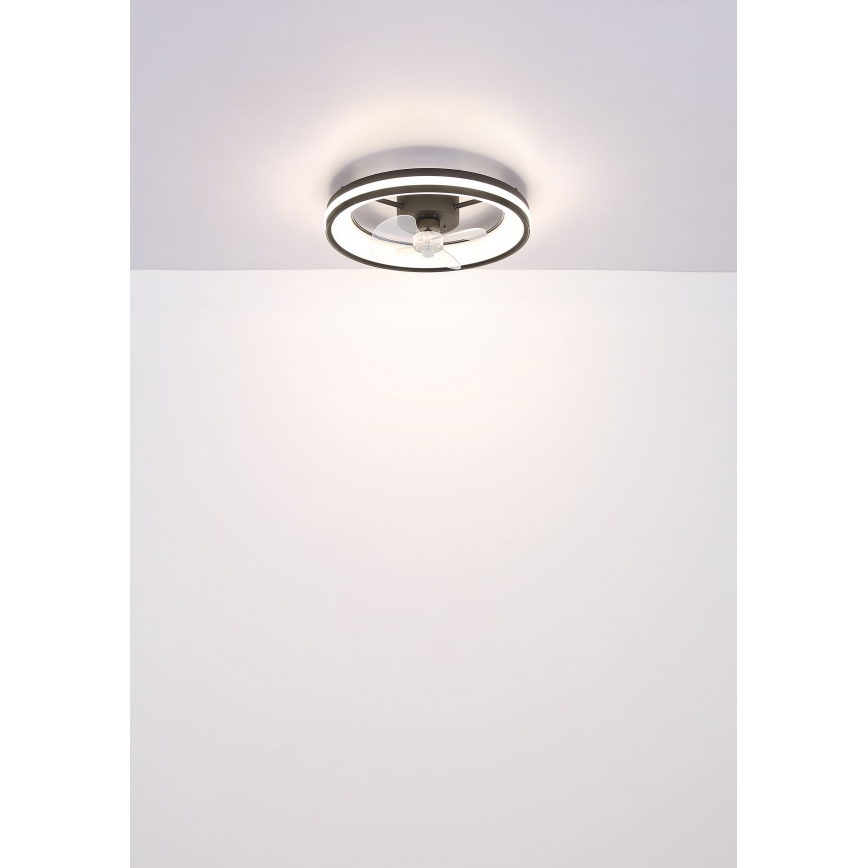 Globo - LED Dimbare plafondlamp met ventilator LED/30W/230V 2700-6500K zwart + afstandsbediening