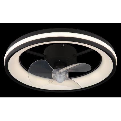 Globo - LED Dimbare plafondlamp met ventilator LED/30W/230V 2700-6500K zwart + afstandsbediening