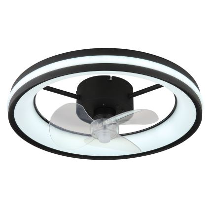 Globo - LED Dimbare plafondlamp met ventilator LED/30W/230V 2700-6500K zwart + afstandsbediening