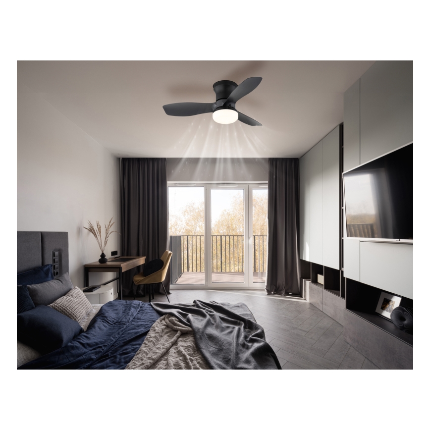 Globo - Dimbare plafondventilator met LED/15W/230V 2700-6500K zwart + afstandsbediening