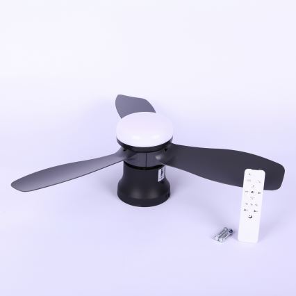 Globo - Dimbare plafondventilator met LED/15W/230V 2700-6500K zwart + afstandsbediening