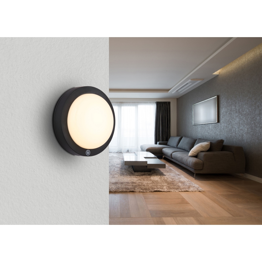 Globo - LED Oplaadbaar aanraken wandlamp LED/1,2W/3,7V diameter 15 cm 1800 mAh zwart