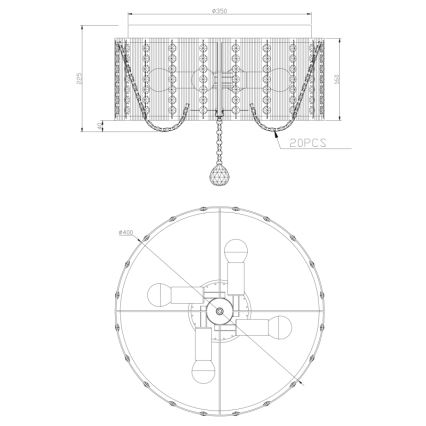Globo - Kristallen plafondlamp 4x E14 / 40W / 230V