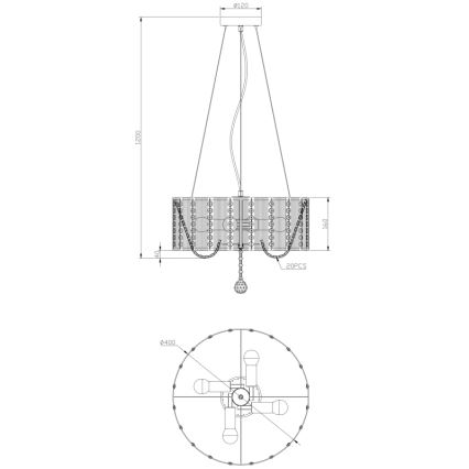 Globo - Kristallen kroonluchter aan koord 4x E14 / 40W / 230V