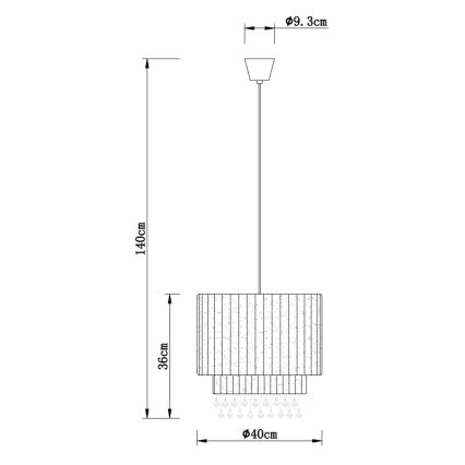 Globo 15099N - Hanglamp aan koord PYRA 1xE27/60W/230V