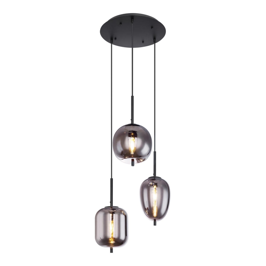 Globo 15345-3 - Hanglamp aan koord BLACKY 3xE14/40W/230V