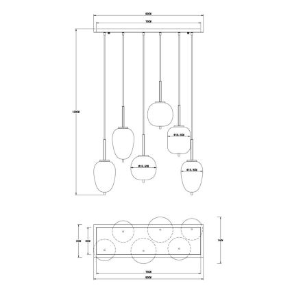 Globo - Hanglamp aan een koord 6xE14/40W/230V zwart