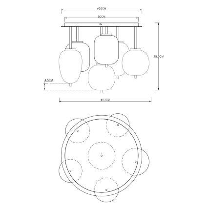 Globo - Bevestigde hanglamp 6xE14/40W/230V zwart