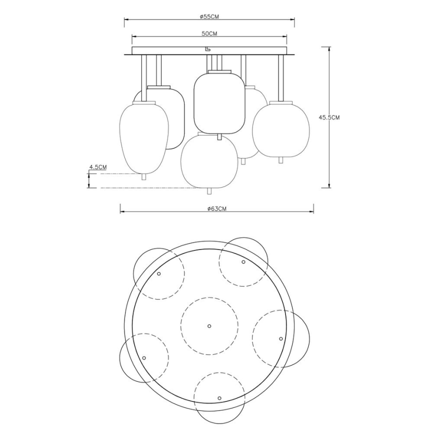 Globo - Plafondlamp 6xE14/40W/230V messing