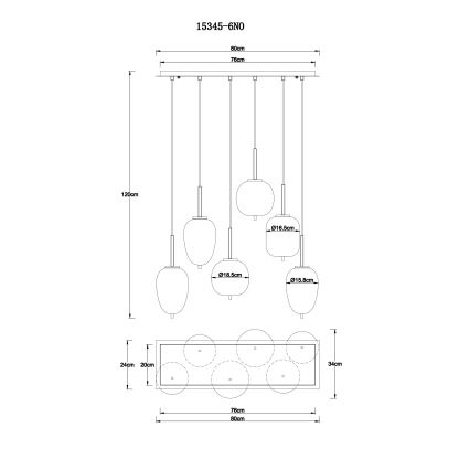 Globo - Hanglamp aan een koord 6xE14/40W/230V glanzend chroom