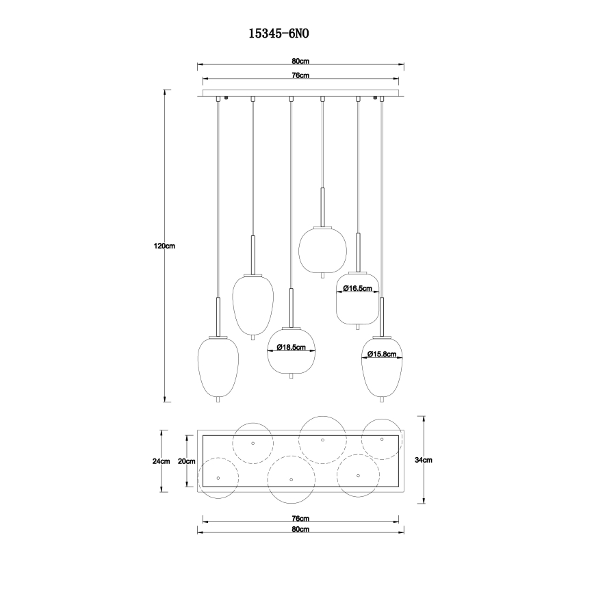 Globo - Hanglamp aan een koord 6xE14/40W/230V glanzend chroom