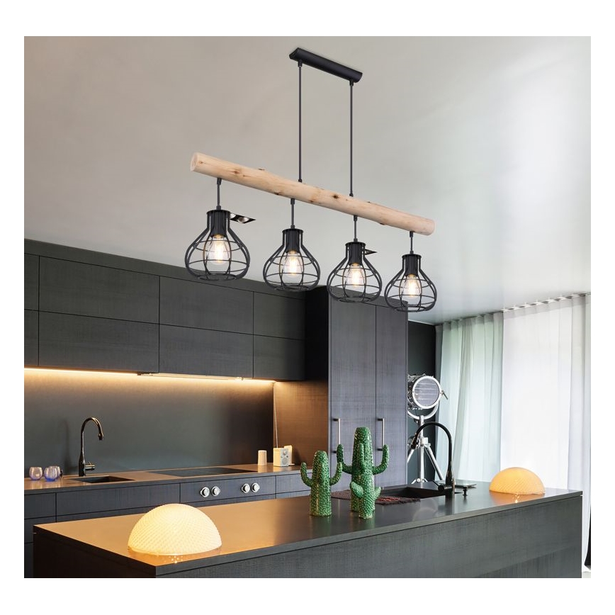 Globo 15388-4H - Hanglamp aan koord CLASTRA 4xE27/60W/230V