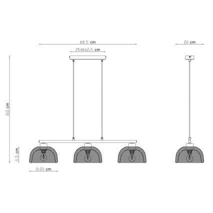 Globo - Hanglamp aan koord 3xE14/40W/230V