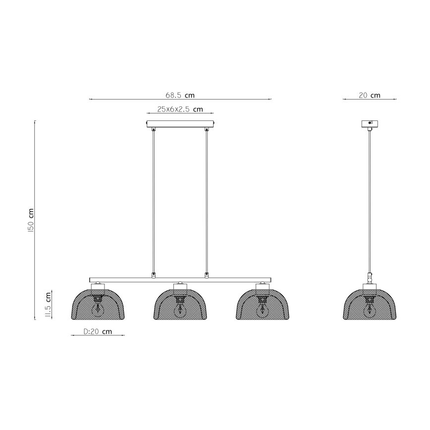 Globo - Hanglamp aan koord 3xE14/40W/230V