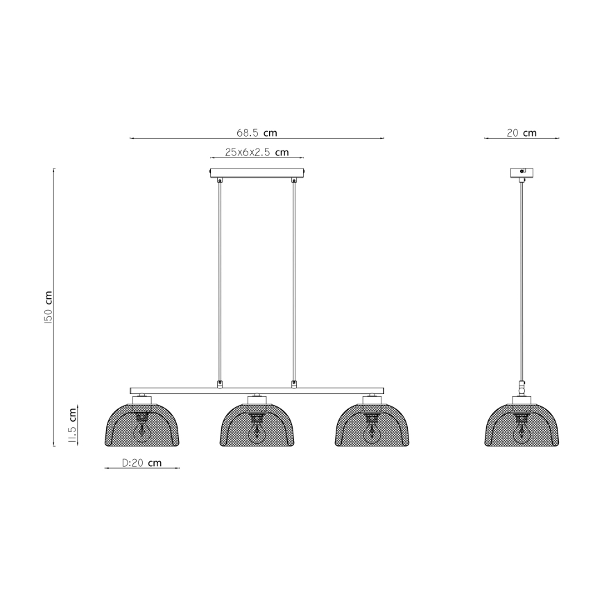 Globo - Hanglamp aan koord 3xE14/40W/230V