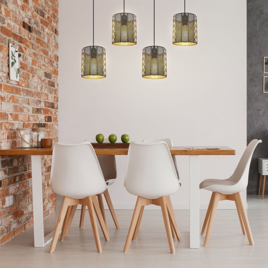 Globo - Hanglamp aan een koord 4xE27/60W/230V goud/zwart