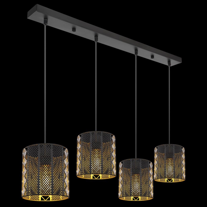 Globo - Hanglamp aan een koord 4xE27/60W/230V goud/zwart