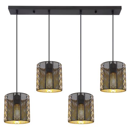 Globo - Hanglamp aan een koord 4xE27/60W/230V goud/zwart
