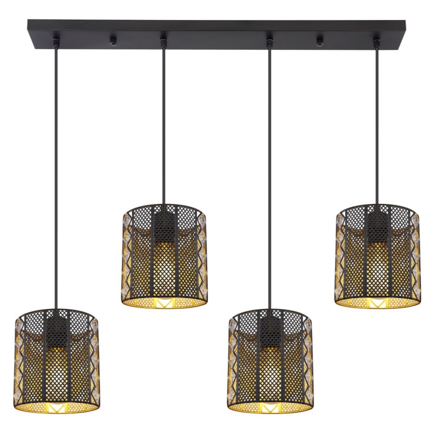 Globo - Hanglamp aan een koord 4xE27/60W/230V goud/zwart