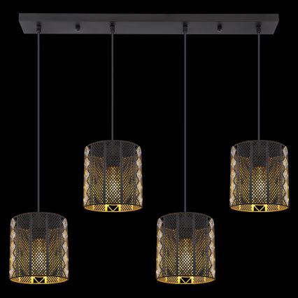 Globo - Hanglamp aan een koord 4xE27/60W/230V goud/zwart