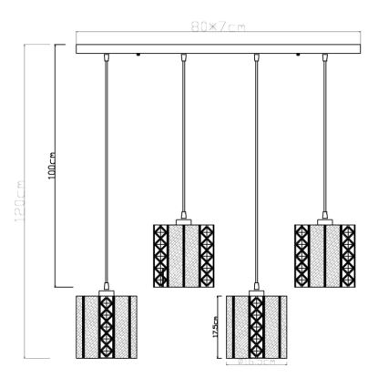 Globo - Hanglamp aan een koord 4xE27/60W/230V goud/zwart