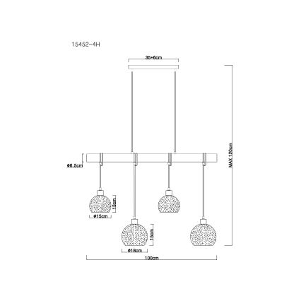 Globo - Hanglamp aan koord 4xE27/40W/230V