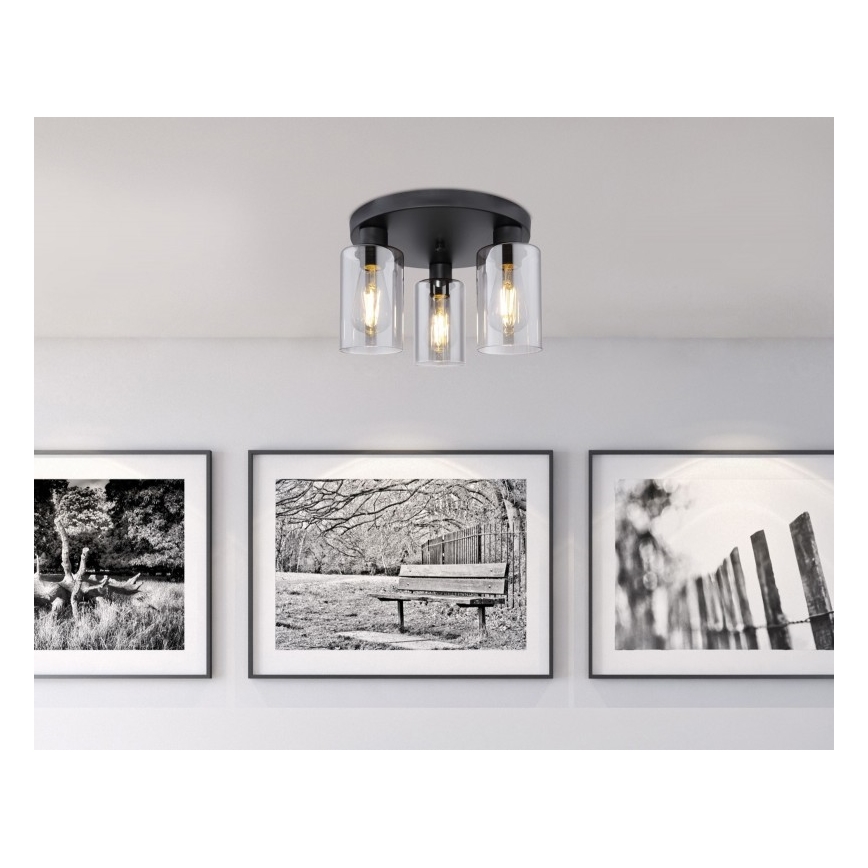 Globo - Plafondlamp 3xE27/60W/230V zwart