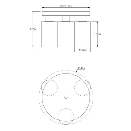 Globo - Plafondlamp 3xE27/60W/230V zwart