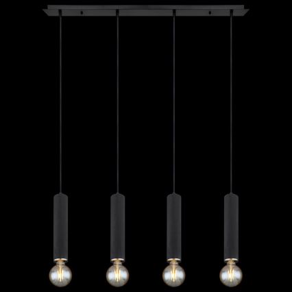 Globo - Hanglamp aan een koord 4xE27/60W/230V zwart hout