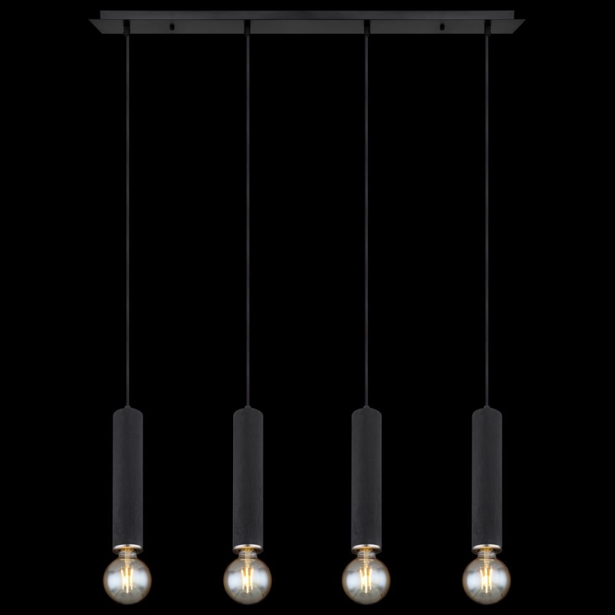 Globo - Hanglamp aan een koord 4xE27/60W/230V zwart hout