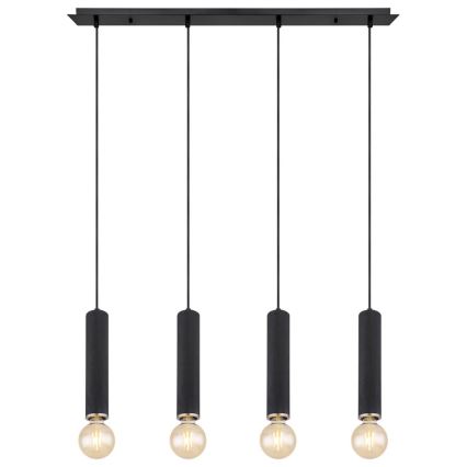 Globo - Hanglamp aan een koord 4xE27/60W/230V zwart hout
