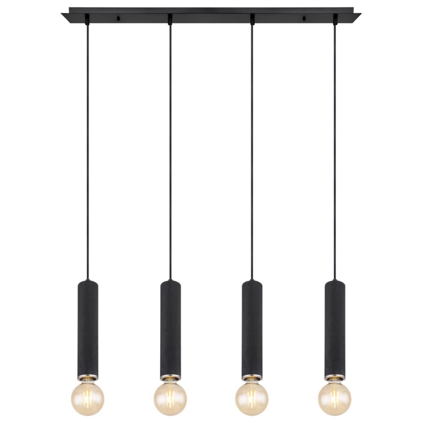 Globo - Hanglamp aan een koord 4xE27/60W/230V zwart hout