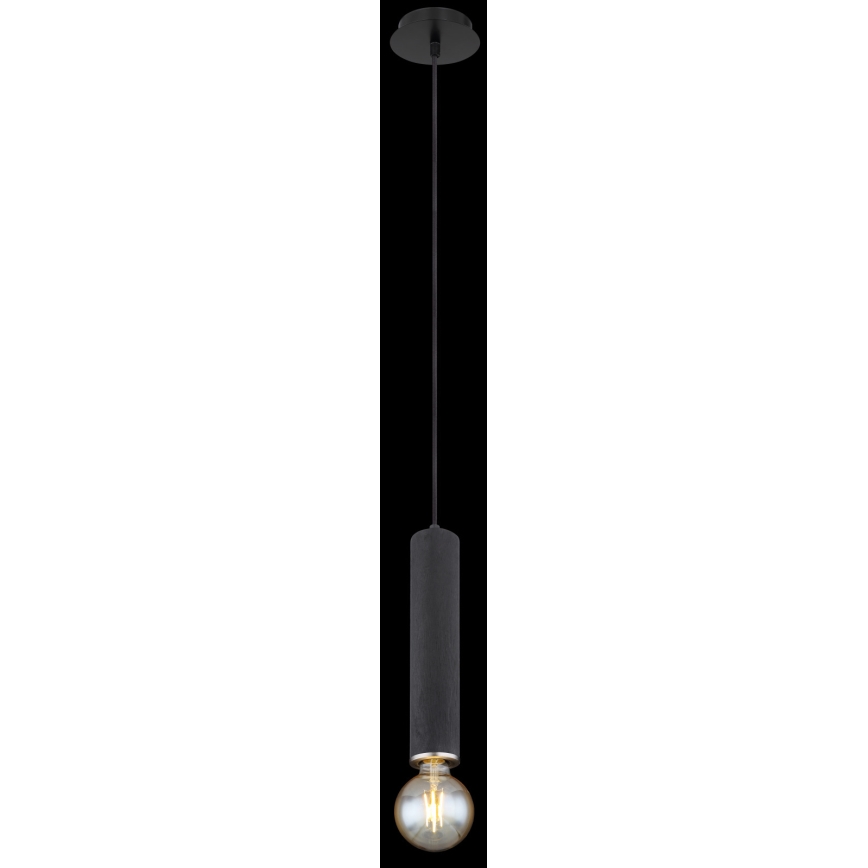 Globo - Hanglamp aan een koord 1xE27/60W/230V zwart hout