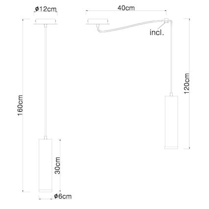 Globo - Hanglamp aan een koord 1xE27/60W/230V zwart hout