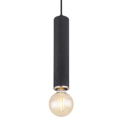 Globo - Hanglamp aan kabel 1xE27/60W/230V zwart hout