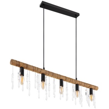 Globo 15532-5H - Hanglamp aan kabel KIRA 5xE14/40W/230V zwart/bruin