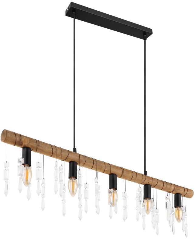 Globo 15532-5H - Hanglamp aan kabel KIRA 5xE14/40W/230V zwart/bruin