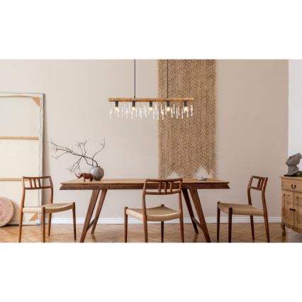 Globo 15532-5H - Hanglamp aan kabel KIRA 5xE14/40W/230V zwart/bruin