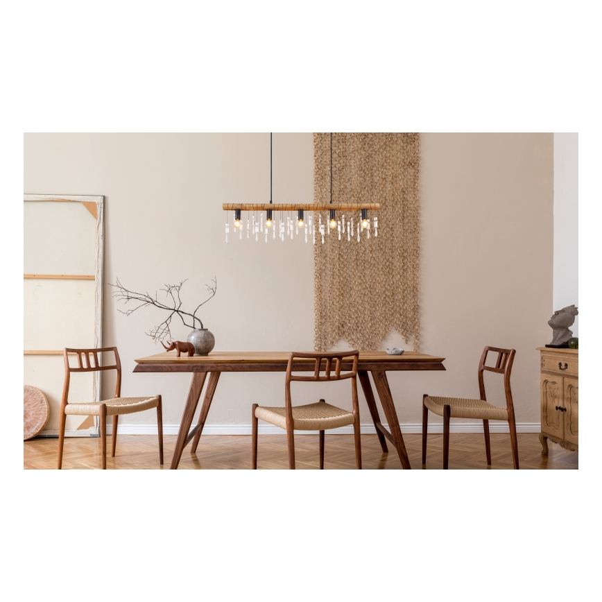 Globo 15532-5H - Hanglamp aan kabel KIRA 5xE14/40W/230V zwart/bruin