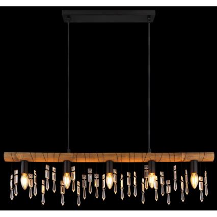 Globo 15532-5H - Hanglamp aan kabel KIRA 5xE14/40W/230V zwart/bruin